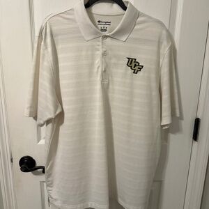 Men's UCF Champion Golf Polo Short Sleeve Shirt White Mens large